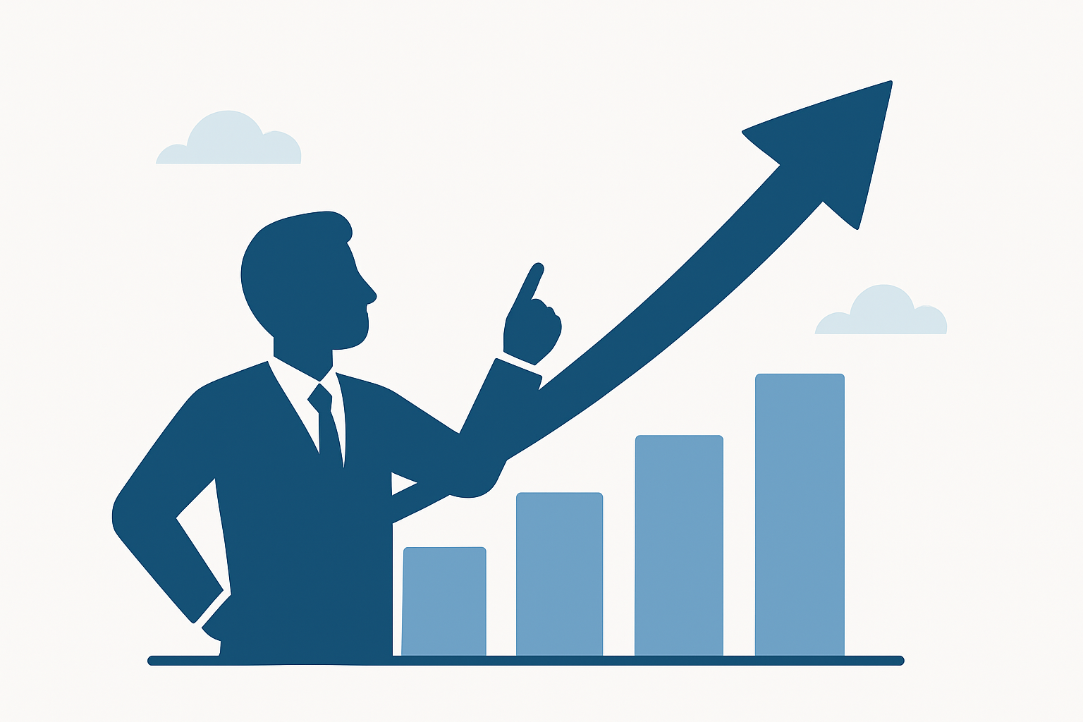 Upward arrow graph illustrating financial growth and success
